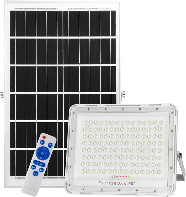 Main image of 300W LED Solar Flood Lights,24000Lumens Street Flood Light Outdoor IP67 Waterproof with Remote Control Security Lighting for Yard, Garden, Gutter, Swimming Pool, Pathway, Basketball Court, Arena