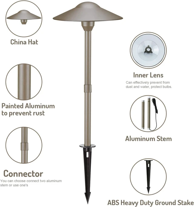 Alt view image 5 of 7 - 3W Landscape Lighting 12V Low Voltage Path Lights Warm White Waterproof Outdoor Replaceable G4 LED Bulb for Garden Pathway Lawn Yard Bronze 8-Pack