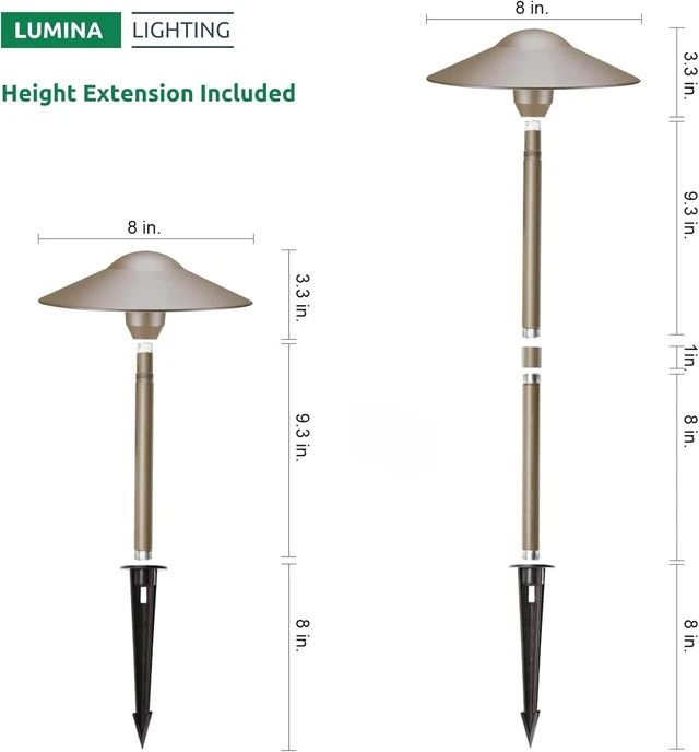 Alt view image 6 of 7 - 3W Landscape Lighting 12V Low Voltage Path Lights Warm White Waterproof Outdoor Replaceable G4 LED Bulb for Garden Pathway Lawn Yard Bronze 8-Pack