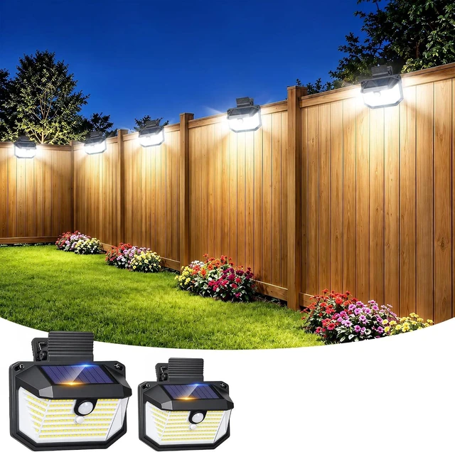Main image of Clip on Solar Motion Sensor Lights Outdoor, 178LED Security Fence Light
