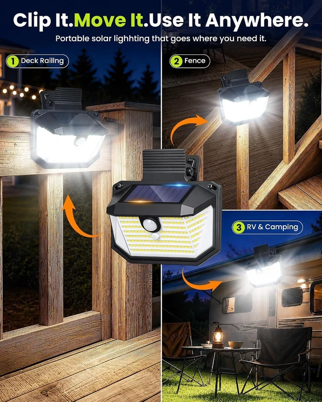Alt view image 3 of 7 - Clip on Solar Motion Sensor Lights Outdoor, 178LED Security Fence Light