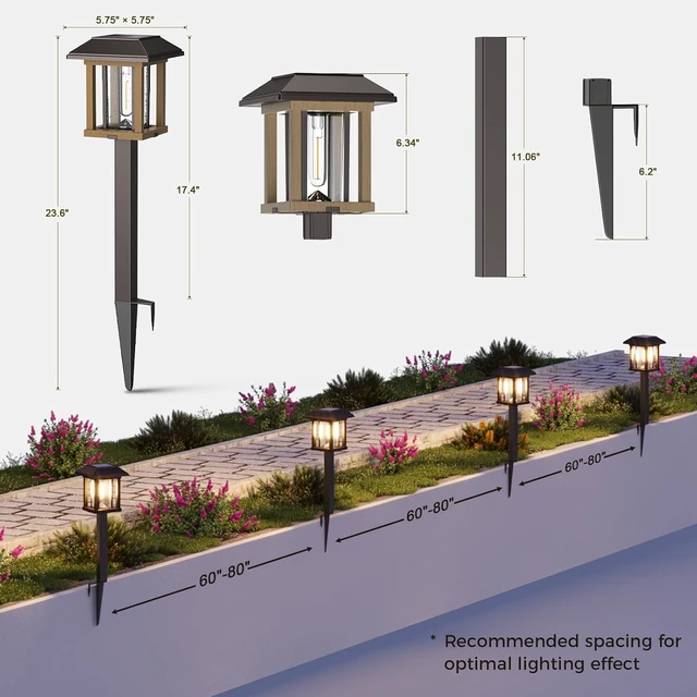 Alt view image 7 of 7 - XMCOSY+ 4-Pack Solar Pathway Lights Outdoor, 25 Lumens Solar Garden Lights