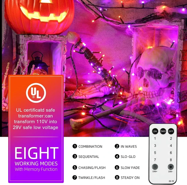 Alt view image 3 of 7 - XTF2015 Orange Purple Halloween String Lights, Christmas Light