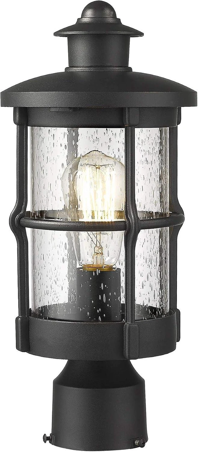 Main image of Outdoor Post Lights, Exterior Post Sconce, Outdoor Lamp, Pathway Post Lighting Fixture, Patio Pillar Light in Black Finish with Seeded Glass