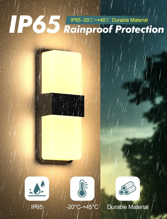 Alt view image 4 of 7 - FILIYANO RGB LED Outdoor Wall Lights, Smart WiFi, IP65 Waterproof, 2 Pack