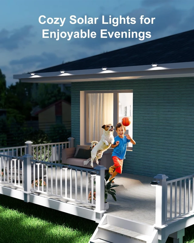 Alt view image 7 of 7 - FALOVE 8 Pack Cool White Bright Solar Powered Gutter Mounted Lights Outdoor