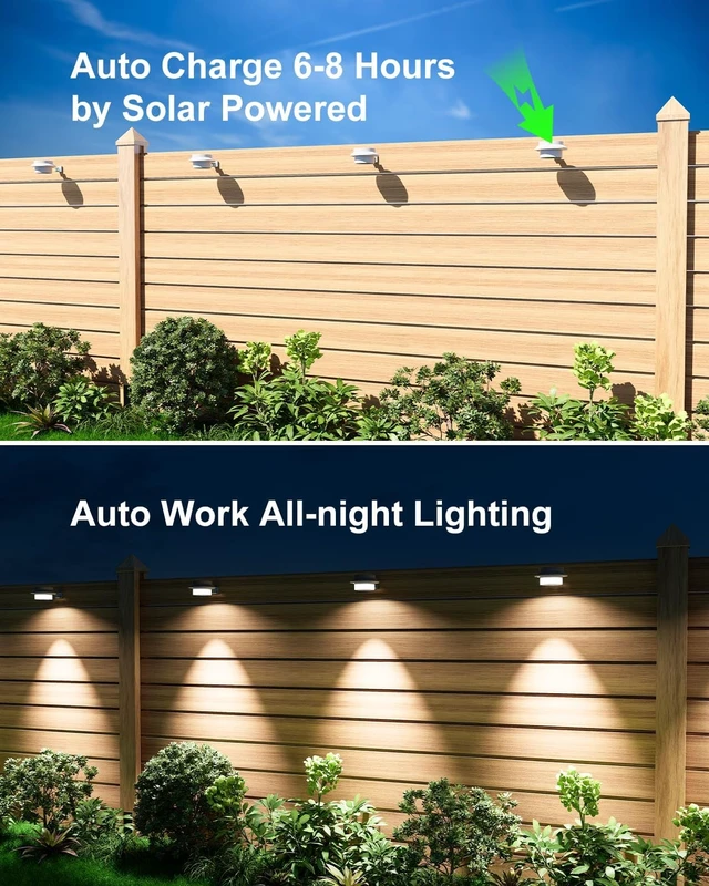 Alt view image 6 of 7 - FALOVE 8 Pack Cool White Bright Solar Powered Gutter Mounted Lights Outdoor