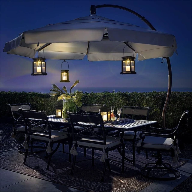 Alt view image 3 of 7 - GIGALUMI 8 Pack Solar Hanging Lantern Outdoor, Candle Effect Light