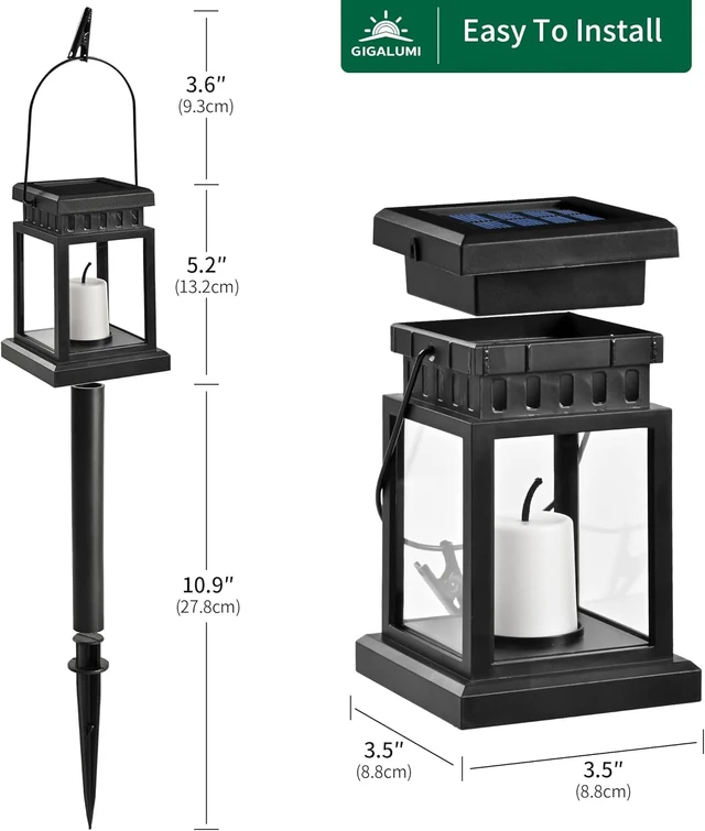 Alt view image 4 of 7 - GIGALUMI 8 Pack Solar Hanging Lantern Outdoor, Candle Effect Light