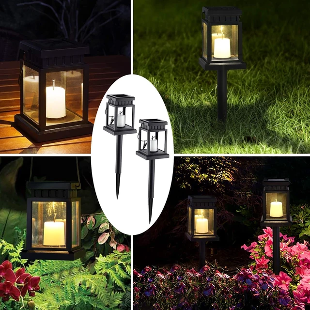 Alt view image 2 of 7 - GIGALUMI 8 Pack Solar Hanging Lantern Outdoor, Candle Effect Light
