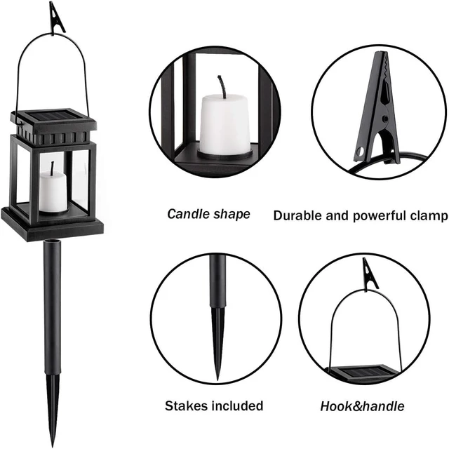 Alt view image 5 of 7 - GIGALUMI 8 Pack Solar Hanging Lantern Outdoor, Candle Effect Light