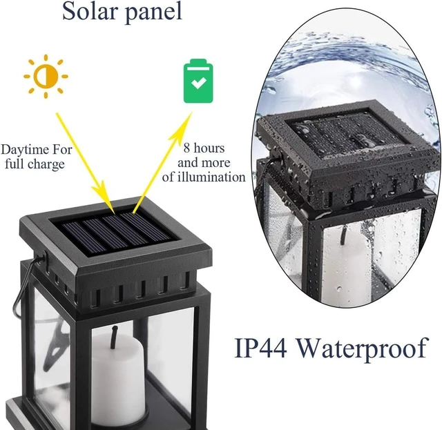 Alt view image 6 of 7 - GIGALUMI 8 Pack Solar Hanging Lantern Outdoor, Candle Effect Light