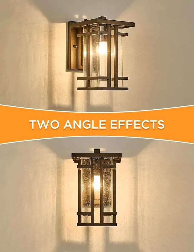 Alt view image 3 of 7 - Retro Outdoor Wall Light Oil Rubbed Bronze Outside Wall Lamp with Seeded Glass Shade 10"H Exterior Light Fixtures Wall Mount IP65 Waterproof Outdoor Porch House Lighting Exterior Wall Sconces E26