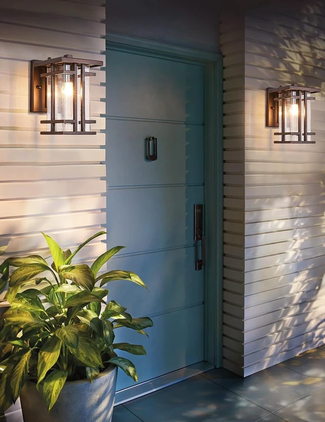 Alt view image 7 of 7 - Retro Outdoor Wall Light Oil Rubbed Bronze Outside Wall Lamp with Seeded Glass Shade 10"H Exterior Light Fixtures Wall Mount IP65 Waterproof Outdoor Porch House Lighting Exterior Wall Sconces E26