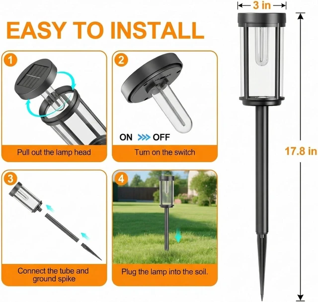 Alt view image 3 of 7 - Sparkblaze Solar Pathway Lights Outdoor, 12 Pack, Warm White
