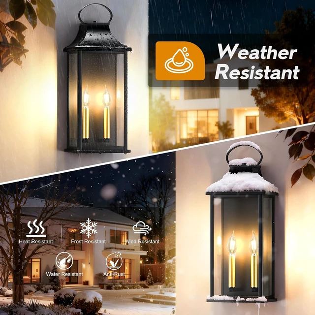 Alt view image 3 of 7 - 21" Large Outdoor Wall Lights, 2-Light Exterior Lighting Fixtures, 2 Packs