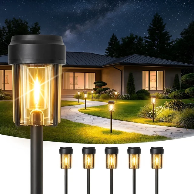 Main image of Solar Pathway Lights Outdoor, IP65 Waterproof Solar Powered Garden Lights, Auto On/Off Outdoor Light for Yard Lawn Garden Patio Walkway Driveway Landscape Lighting (6 Pack)