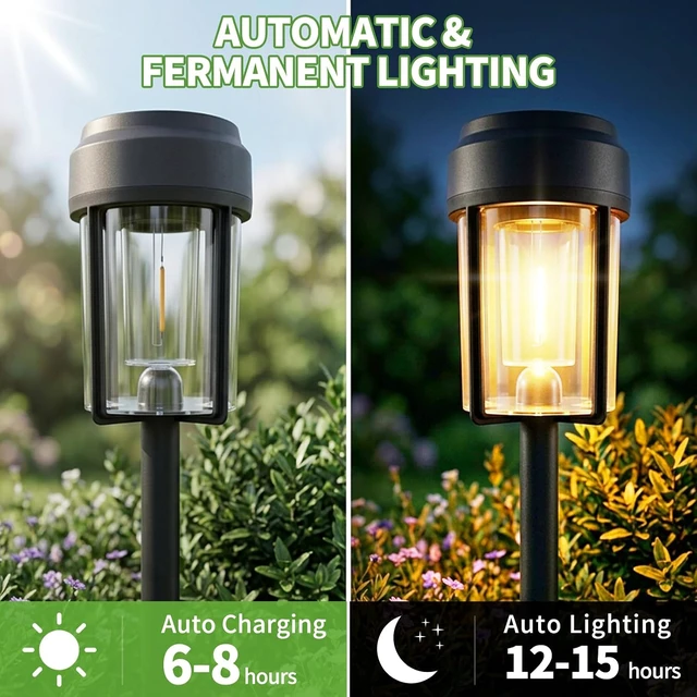 Alt view image 2 of 7 - Solar Pathway Lights Outdoor, IP65 Waterproof Solar Powered Garden Lights, Auto On/Off Outdoor Light for Yard Lawn Garden Patio Walkway Driveway Landscape Lighting (6 Pack)