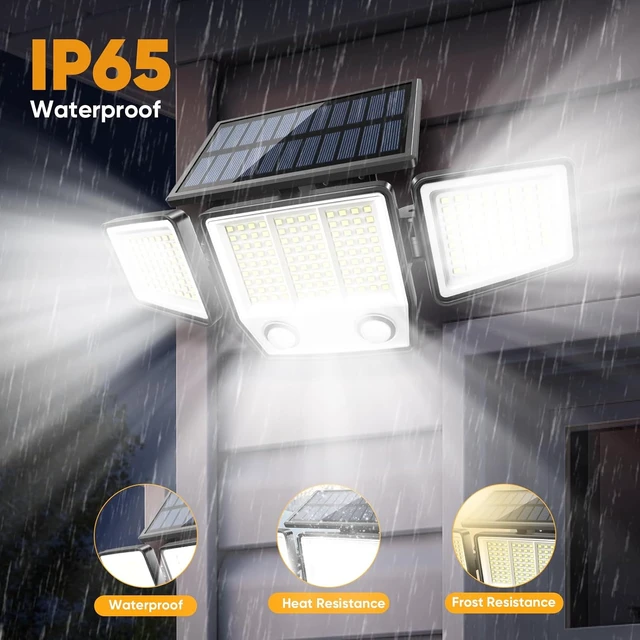 Alt view image 7 of 7 - MDCMDCM Solar Motion Sensor Outdoor Lights Waterproof - 3000LM 3 Modes Security Lights Outdoor 270° Illumination IP65 LED Solar Flood Wall Light for Garden Yard Patio Pathway