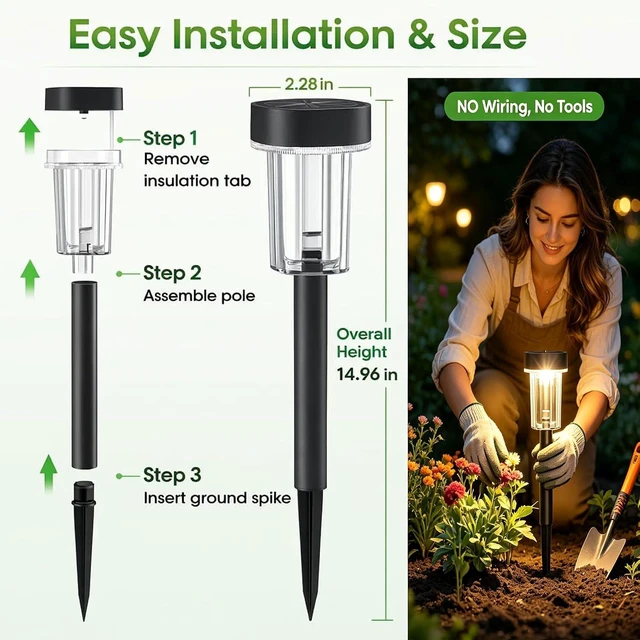 Alt view image 4 of 7 - Solar Pathway Lights Outdoor, 12H 8 Pack Solar Garden Lights