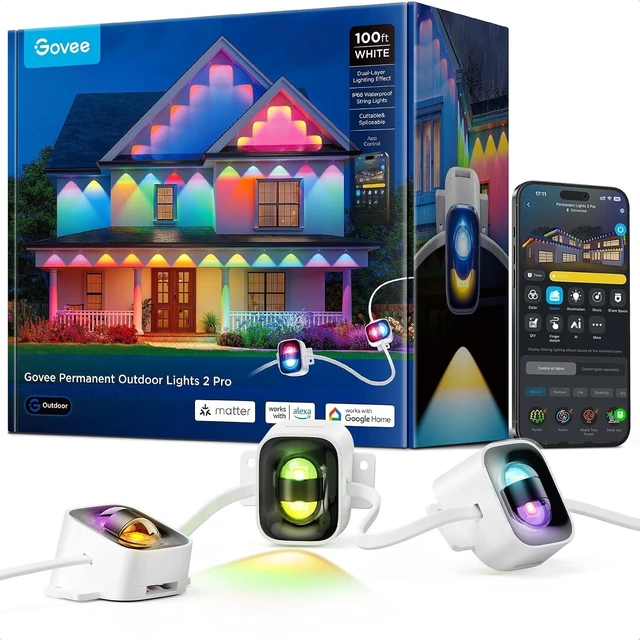 Main image of Govee Permanent Outdoor Lights 2 Pro, 100ft with IP68 Waterproof, White