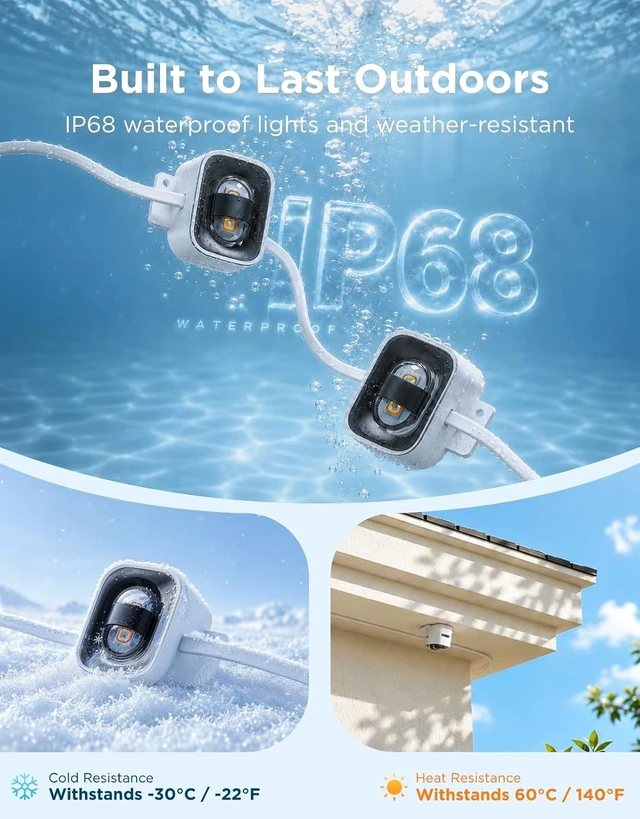 Alt view image 5 of 7 - Govee Permanent Outdoor Lights 2 Pro, 100ft with IP68 Waterproof, White