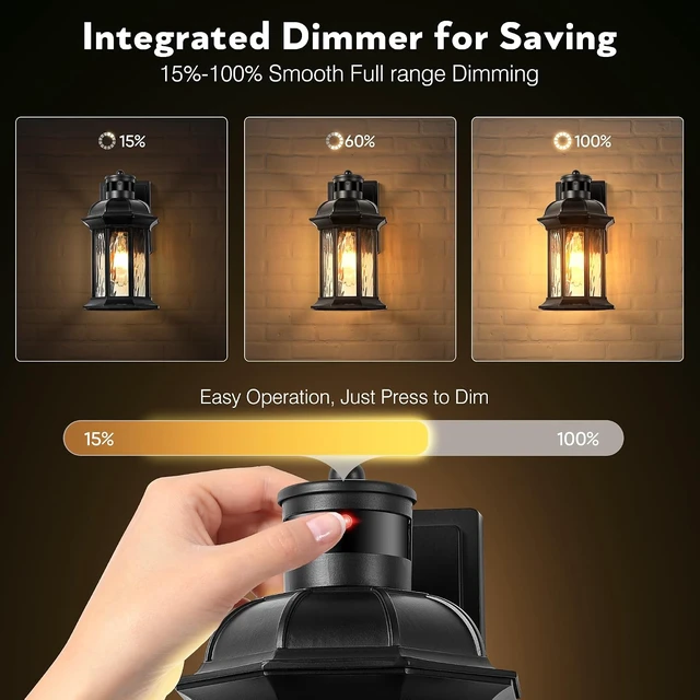 Alt view image 3 of 7 - VIANIS Black Motion Sensor Porch Lights Outdoor, Anti-Rust, Waterproof