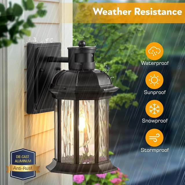 Alt view image 5 of 7 - VIANIS Black Motion Sensor Porch Lights Outdoor, Anti-Rust, Waterproof