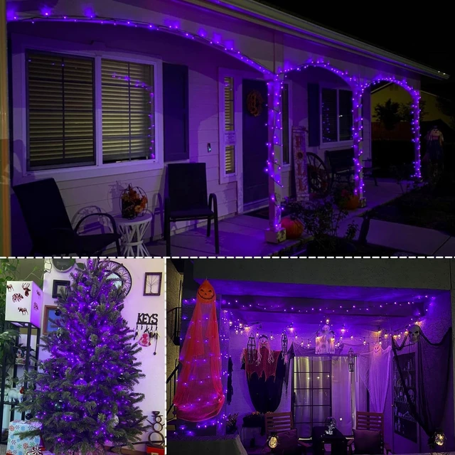 Alt view image 2 of 7 - WATERGLIDE Extra Long 328 FT Halloween Lights, 1000 LED Outdoor Fairy String Light, Green PVC Copper Wire Christmas Lights, Plug in 8 Modes & Waterproof for Tree Party Home Yard Decor, Purple