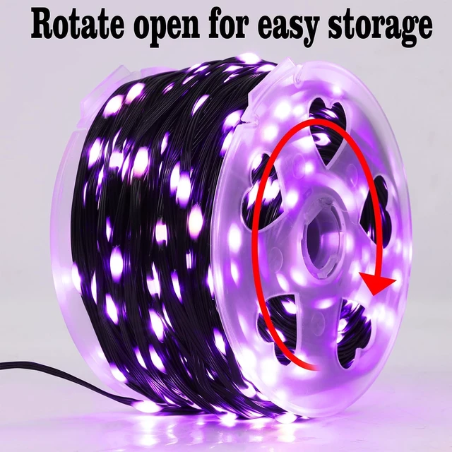 Alt view image 7 of 7 - WATERGLIDE Extra Long 328 FT Halloween Lights, 1000 LED Outdoor Fairy String Light, Green PVC Copper Wire Christmas Lights, Plug in 8 Modes & Waterproof for Tree Party Home Yard Decor, Purple