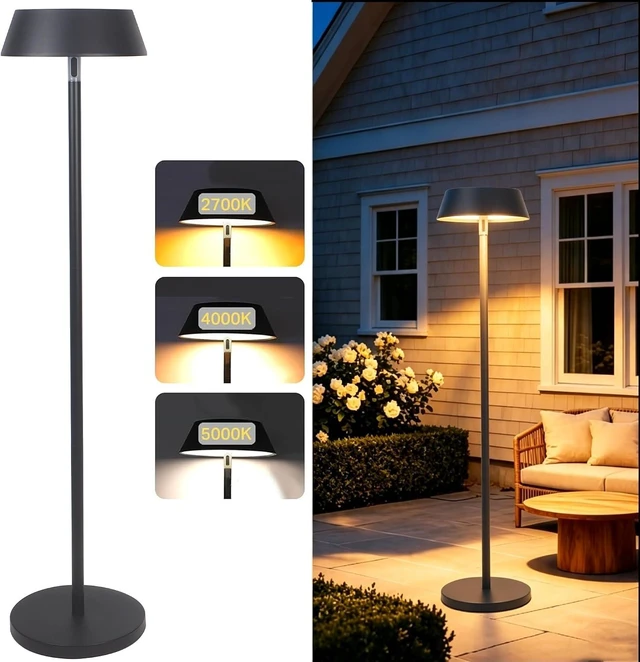 Main image of Solar Floor Lamp Outdoor, Waterproof Rechargeable Cordless Light for Patio