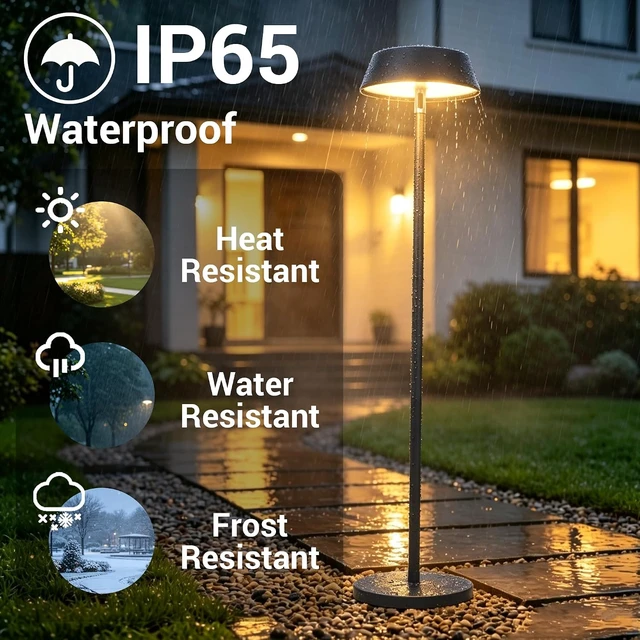 Alt view image 6 of 7 - Solar Floor Lamp Outdoor, Waterproof Rechargeable Cordless Light for Patio