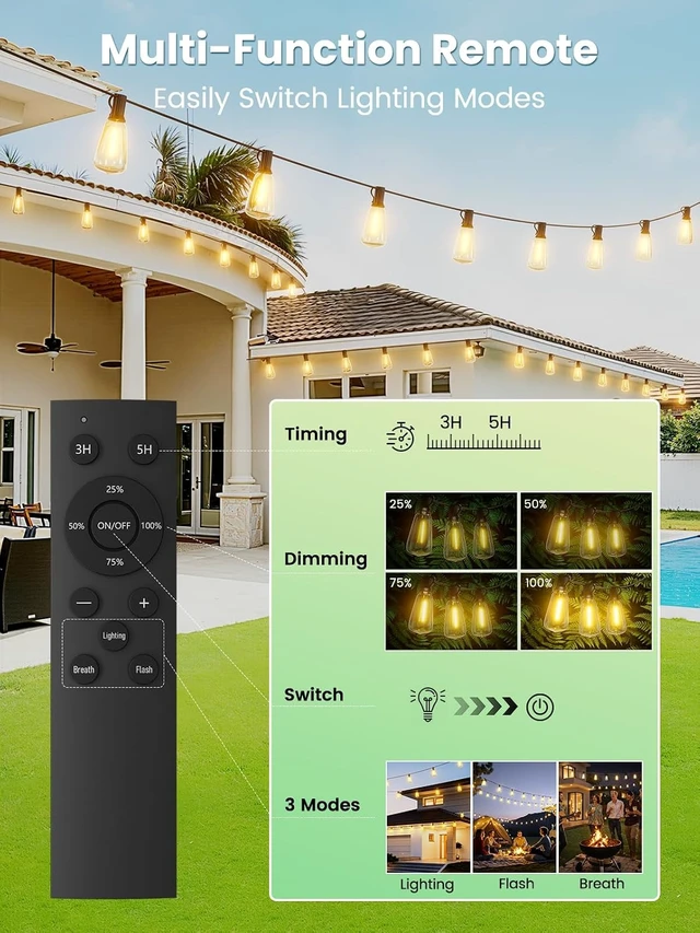 Alt view image 3 of 7 - Svater Solar String Lights Outdoor Waterproof LED 30 FT, Remote Dimmable