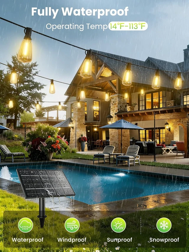 Alt view image 2 of 7 - Svater Solar String Lights Outdoor Waterproof LED 30 FT, Remote Dimmable