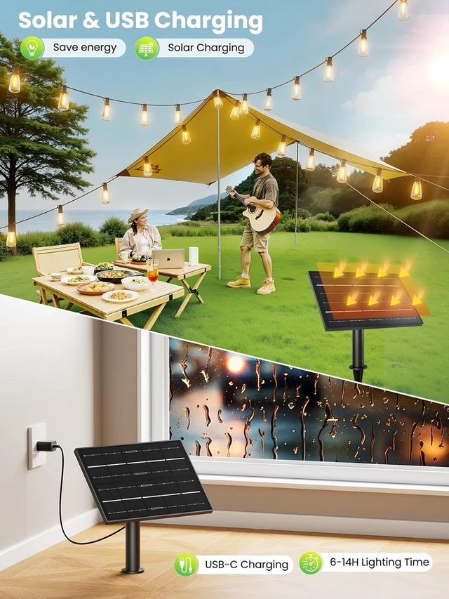 Alt view image 5 of 7 - Svater Solar String Lights Outdoor Waterproof LED 30 FT, Remote Dimmable