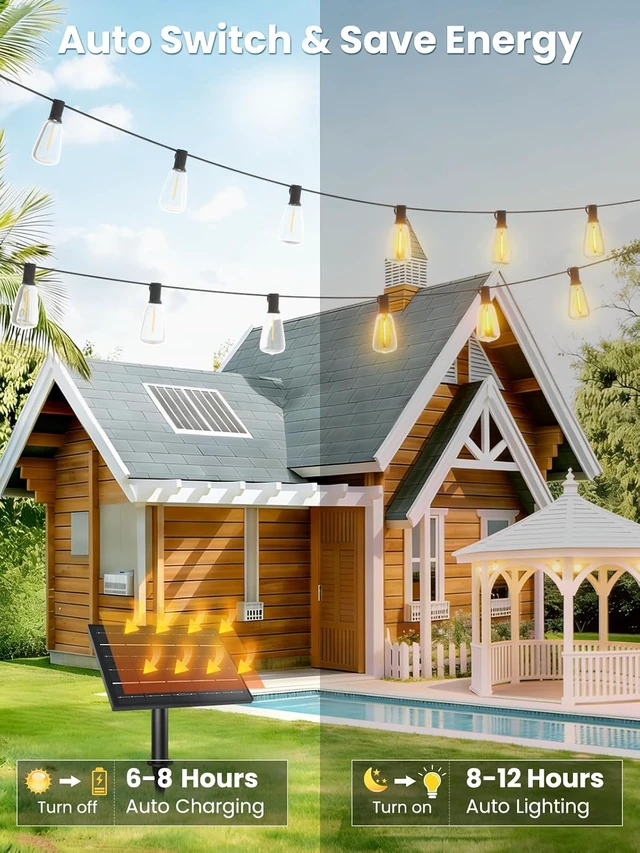 Alt view image 6 of 7 - Svater Solar String Lights Outdoor Waterproof LED 30 FT, Remote Dimmable