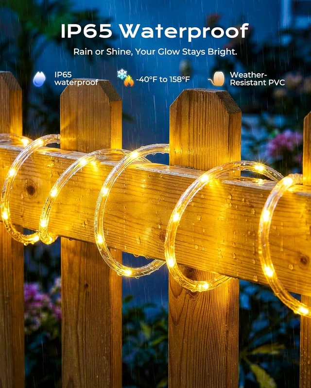 Alt view image 2 of 7 - Brightown 2 Pack Total 78FT 200LED Warm White Solar Rope Lights Waterproof