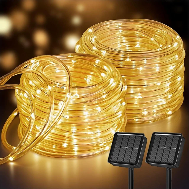 Main image of Brightown 2 Pack Total 78FT 200LED Warm White Solar Rope Lights Waterproof