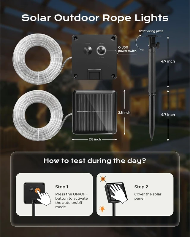 Alt view image 5 of 7 - Brightown 2 Pack Total 78FT 200LED Warm White Solar Rope Lights Waterproof