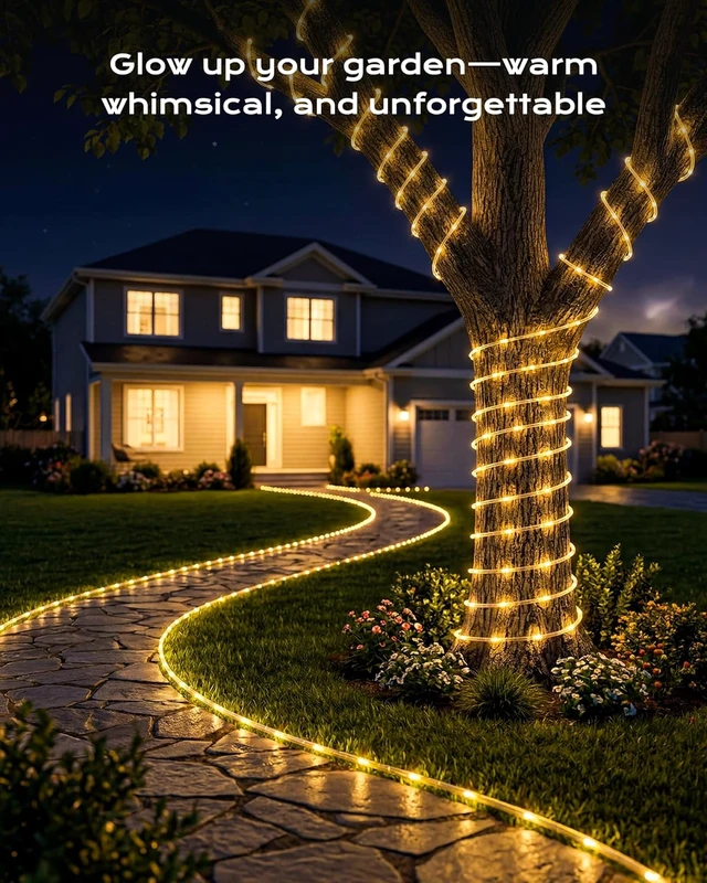 Alt view image 6 of 7 - Brightown 2 Pack Total 78FT 200LED Warm White Solar Rope Lights Waterproof