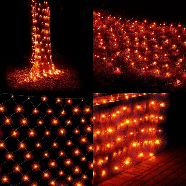 Alt view image 6 of 7 - BlcTec Halloween Lights 200 LED 8.4ft x 5.2ft Orange Net Lights with 8 Modes, UL Certified, Timer, Connectable, Waterproof, Dark Green Wire for Trees, Bushes, Shrub, Lawn Halloween Decorations Outdoor