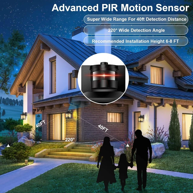 Alt view image 2 of 7 - Motion Sensor Outdoor Lights, Dusk to Dawn Light Fixture, Black Wall Sconce Lighting, Front Porch Light, Exterior Lights for House Patio, Outside Door Wall Mount Anti-Rust Lantern