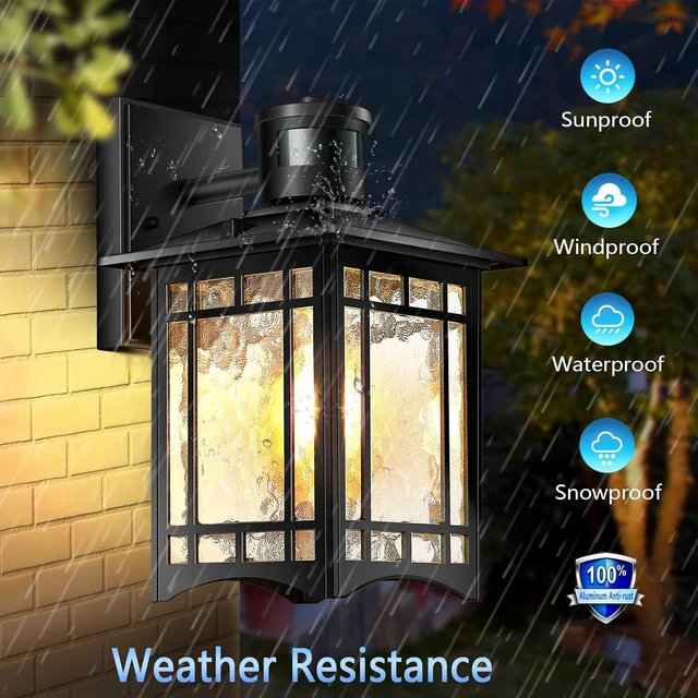 Alt view image 6 of 7 - Motion Sensor Outdoor Lights, Dusk to Dawn Light Fixture, Black Wall Sconce Lighting, Front Porch Light, Exterior Lights for House Patio, Outside Door Wall Mount Anti-Rust Lantern