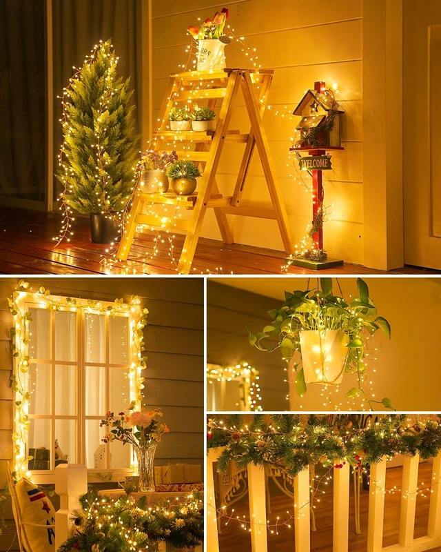 Alt view image 7 of 7 - 240 LED Solar Fairy Lights Outdoor Waterproof IP65, 20FT 8 Lighting Modes