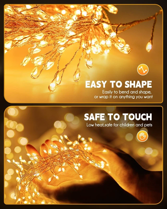 Alt view image 6 of 7 - 240 LED Solar Fairy Lights Outdoor Waterproof IP65, 20FT 8 Lighting Modes