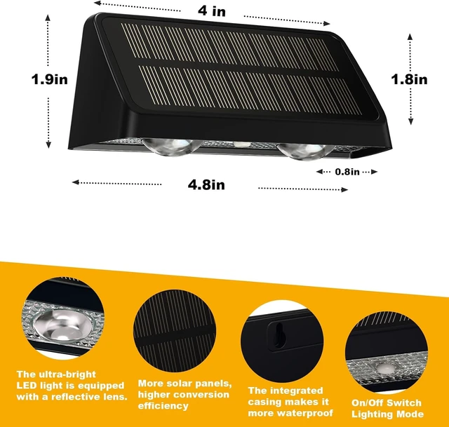 Alt view image 7 of 7 - Solar Fence Lights Outdoor, Warm White and RGB Color Changing, 6 Pack