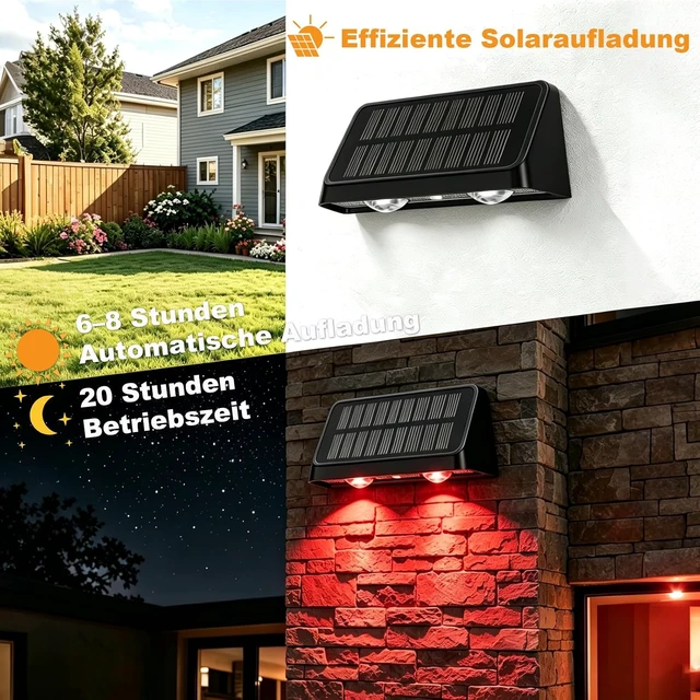 Alt view image 2 of 7 - Solar Fence Lights Outdoor, Warm White and RGB Color Changing, 6 Pack