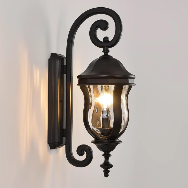 Main image of Black Outdoor Wall Sconces, 22.8" Large Exterior Wall Lanterns