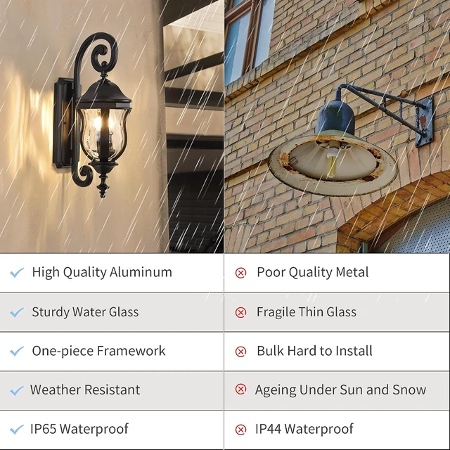 Alt view image 6 of 7 - Black Outdoor Wall Sconces, 22.8" Large Exterior Wall Lanterns