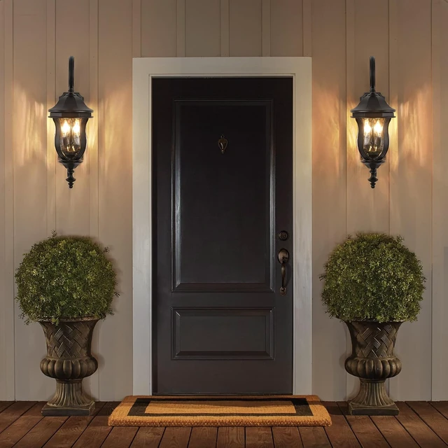 Alt view image 7 of 7 - Black Outdoor Wall Sconces, 22.8" Large Exterior Wall Lanterns